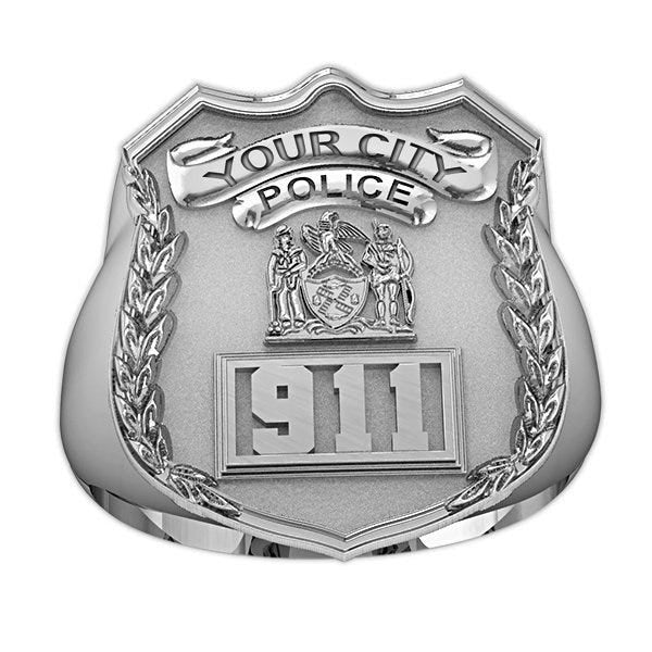 Personalized Police Badge Ring with Badge Number & Department