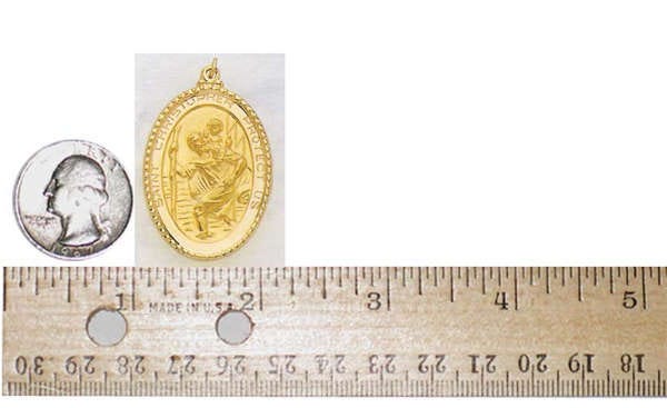 14K Gold Saint Christopher Religious Medal