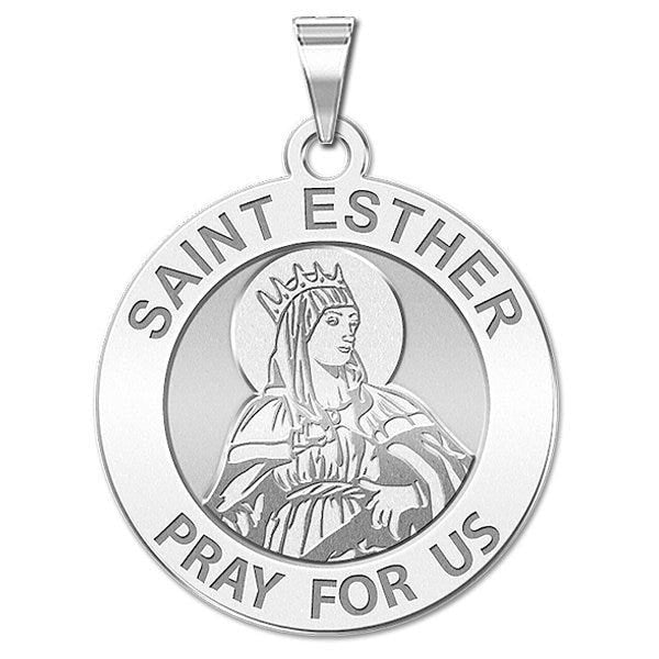 Saint Esther Round Religious Round Medal  "EXCLUSIVE"