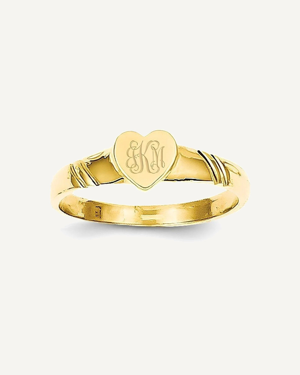 14K Gold Heart Signet Ring