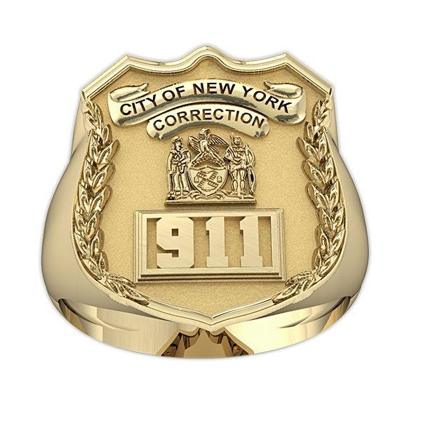 Personalized Corrections Badge Ring with Number & Department
