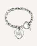Custom Engraved Sterling Silver Women's Tiffany Style Heart Bracelet with Toggle Lock