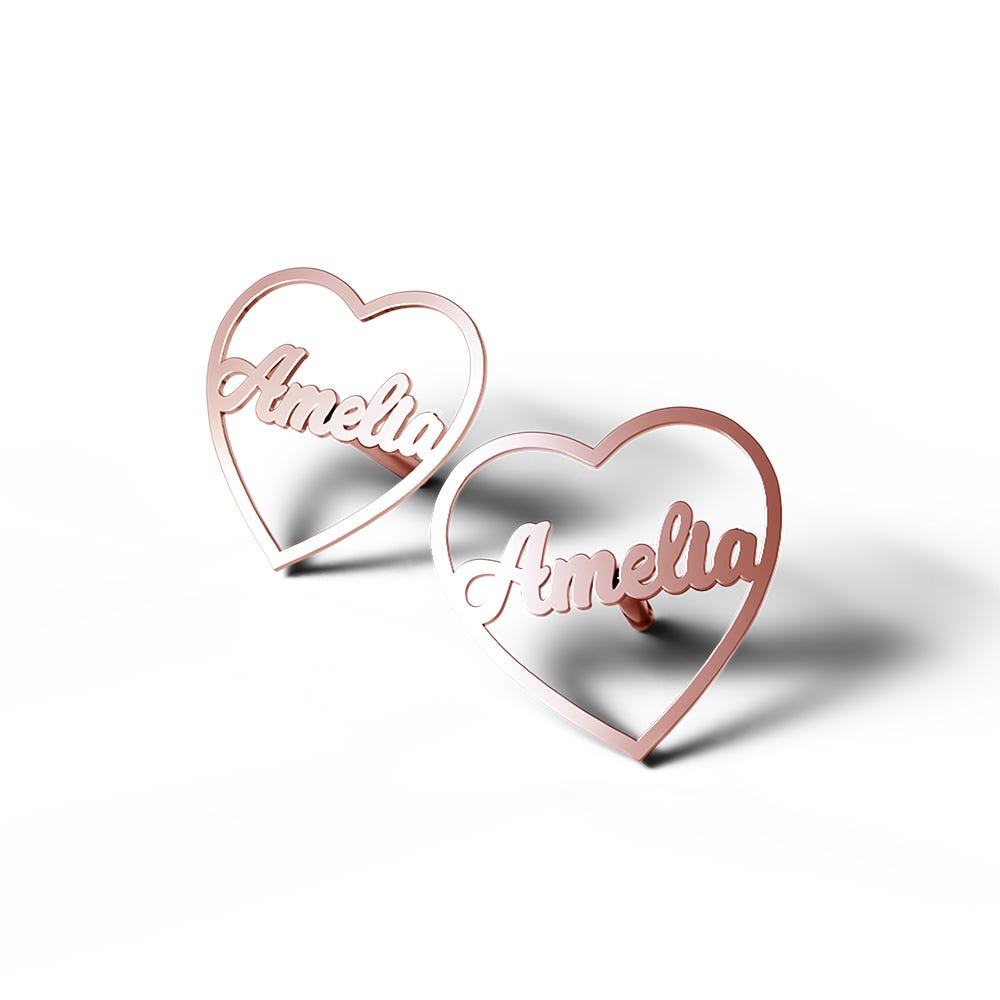 Heart Name Script Earrings