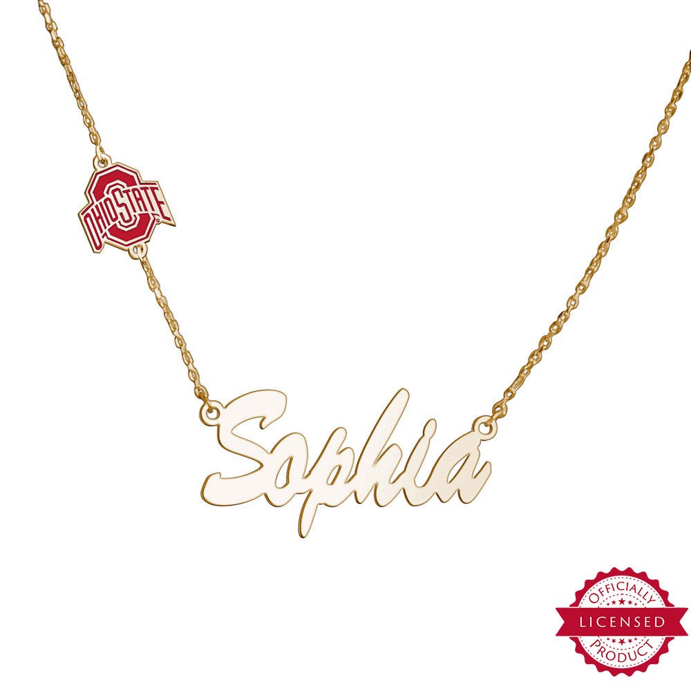 Ohio State University Name Necklace with Color Logo Charm