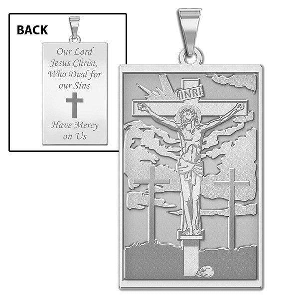 "The Crucifixion of Jesus" Doubled Sided Rectangle Religious Medal