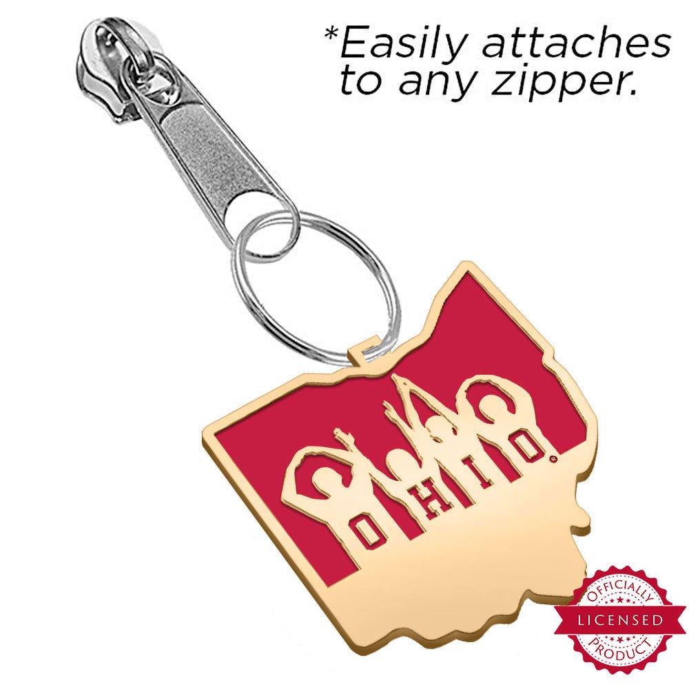 Ohio State University Color Enamel Ohio Outline Zipper Pull