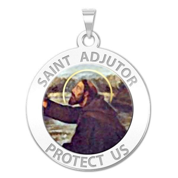 Saint Adjutor Round Religious Medal - Color "EXCLUSIVE"