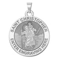 Personalized Saint Christopher Round Religious Medal