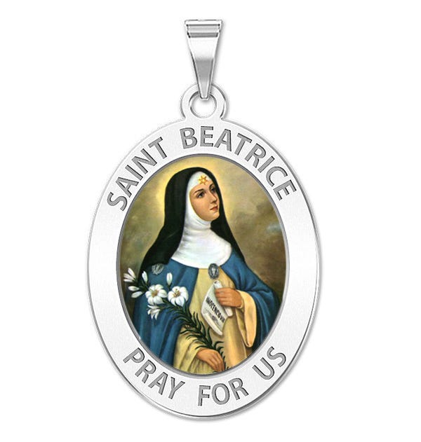 Saint Beatrice OVAL Religious Medal Color