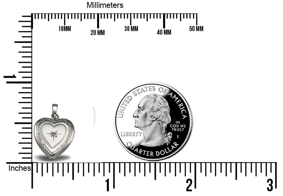 Silver Small Diamond Heart Photo Locket