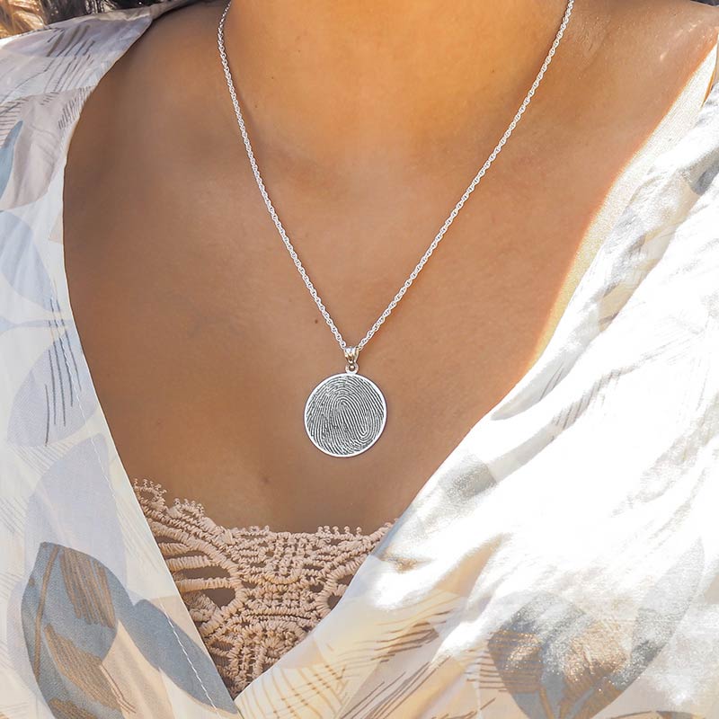 Custom Fingerprint Round Charm or Pendant
