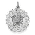 Saint Florian Round Filigree Religious Medal
