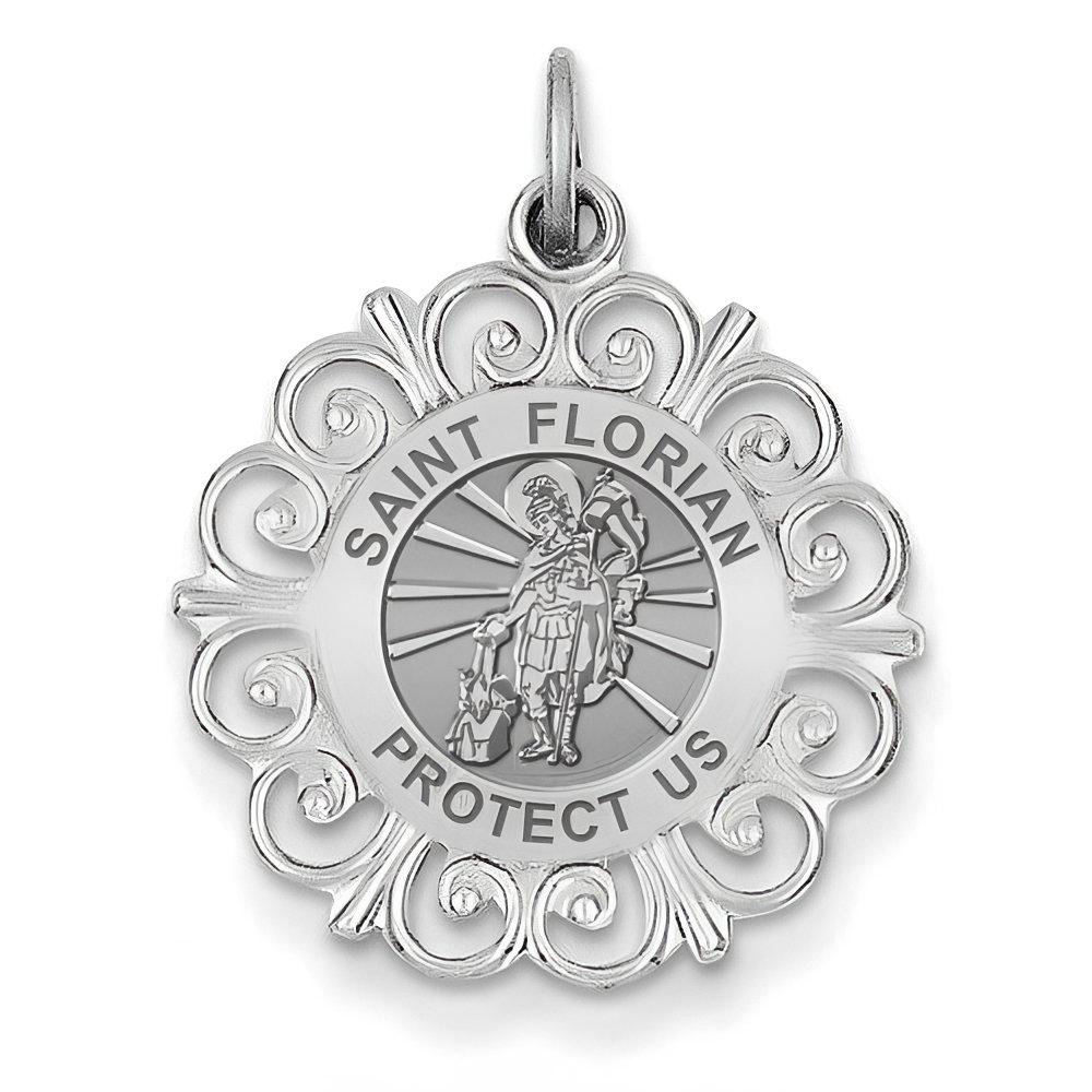 Saint Florian Round Filigree Religious Medal