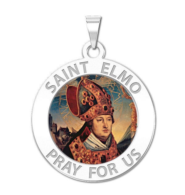 Saint Elmo Round Religious Medal Color