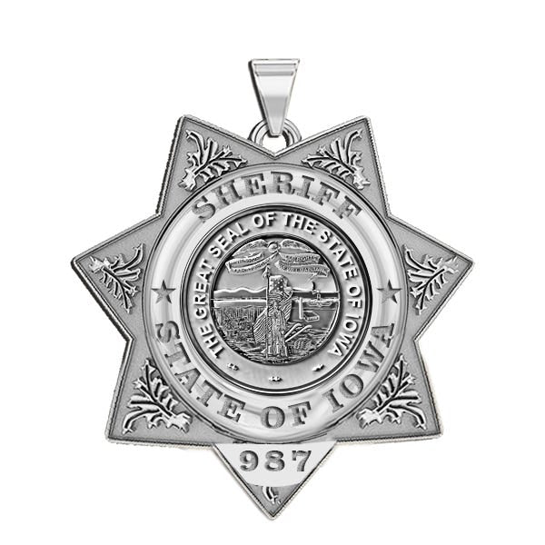 Personalized 7-Point Star Iowa Sheriff Badge with Number