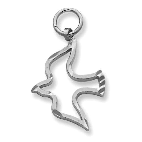 14k Yellow Gold Satin & Diamond -Cut Dove Charm