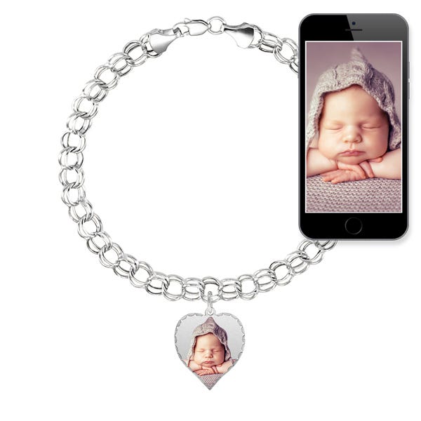 Photo Charm Bracelet w/ 1 Petite Heart Picture Charm