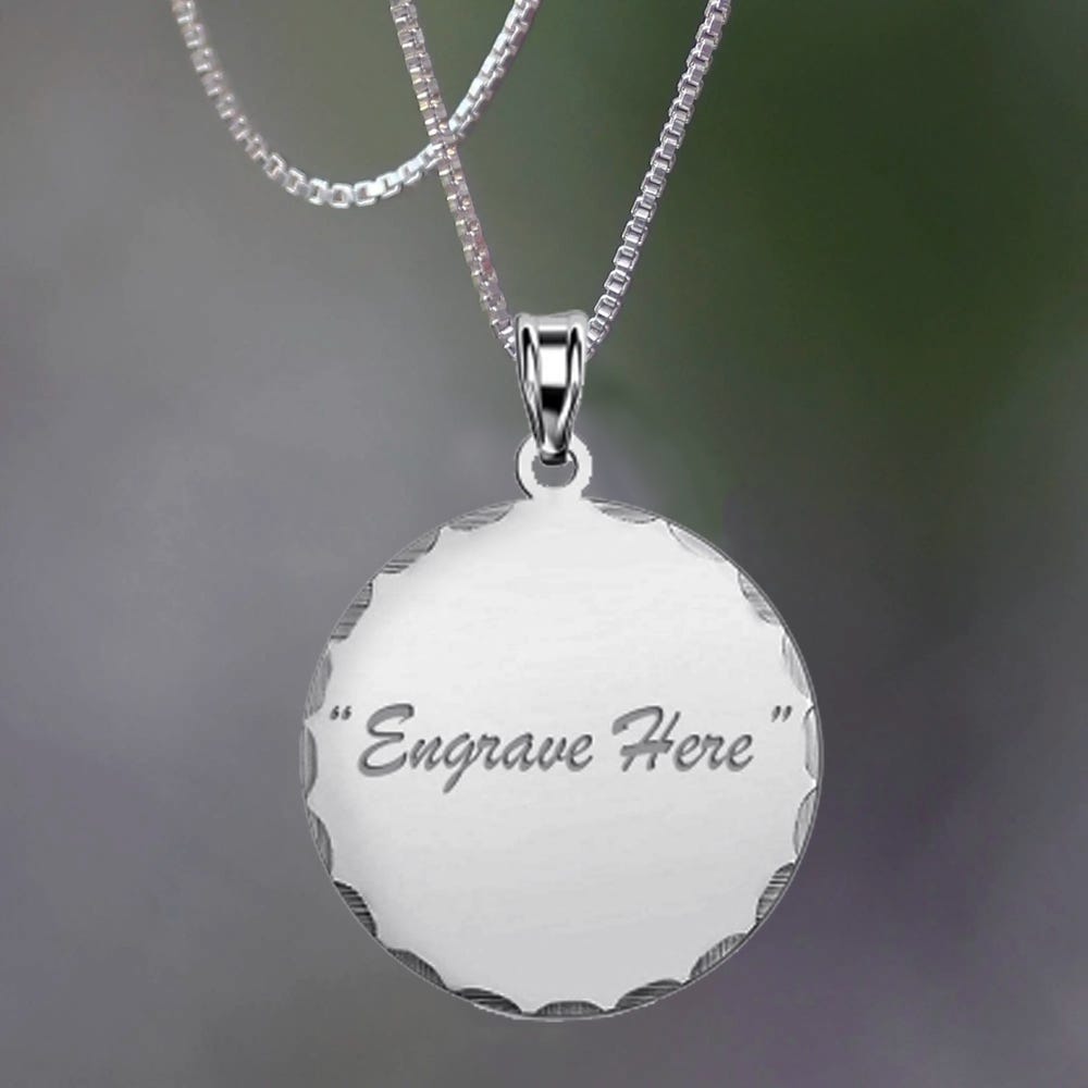 Round w/ Diamond Cut Edge Engraved Pendant