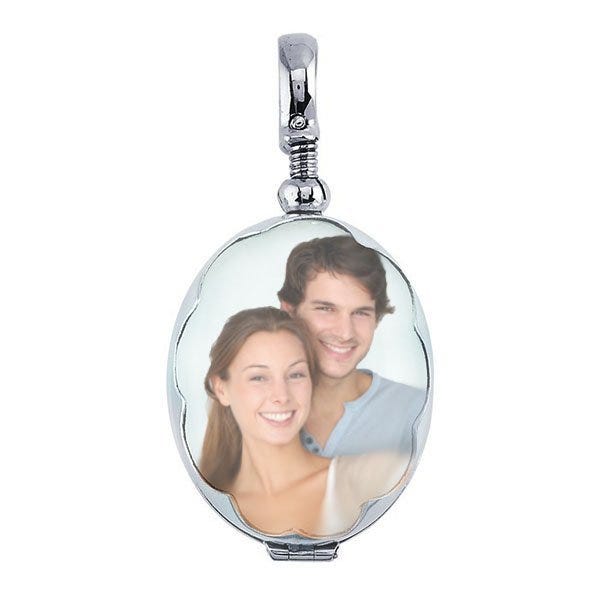 Silver Glass Oval Photo Locket