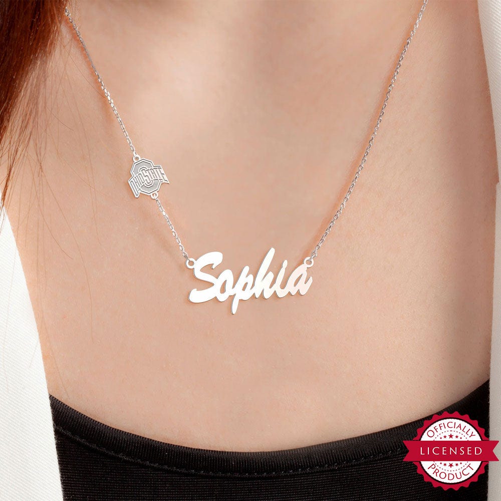 Ohio State University Name Necklace with Logo Charm