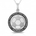" Through Christ Who Strengthens Me" Soccer Charm or Pendant - 1 inch x 1 inch in Solid 14K Yellow Gold