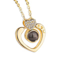 Photo Projection CZ "I HEART U" Heart Necklace & Chain
