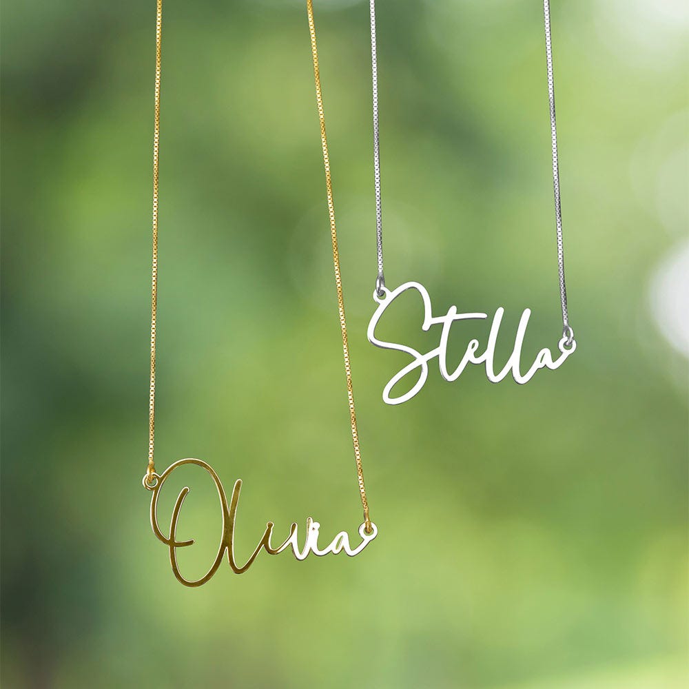 Modern Script Name Necklace with Chain Included