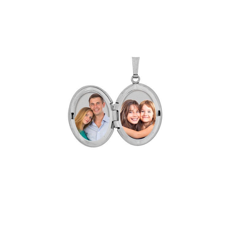 Silver Mother of Pearl Cross Oval Photo Locket