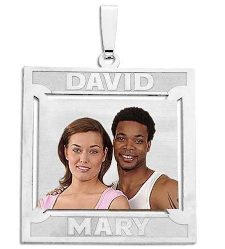 Square Shaped Pendant w/ 2 Names