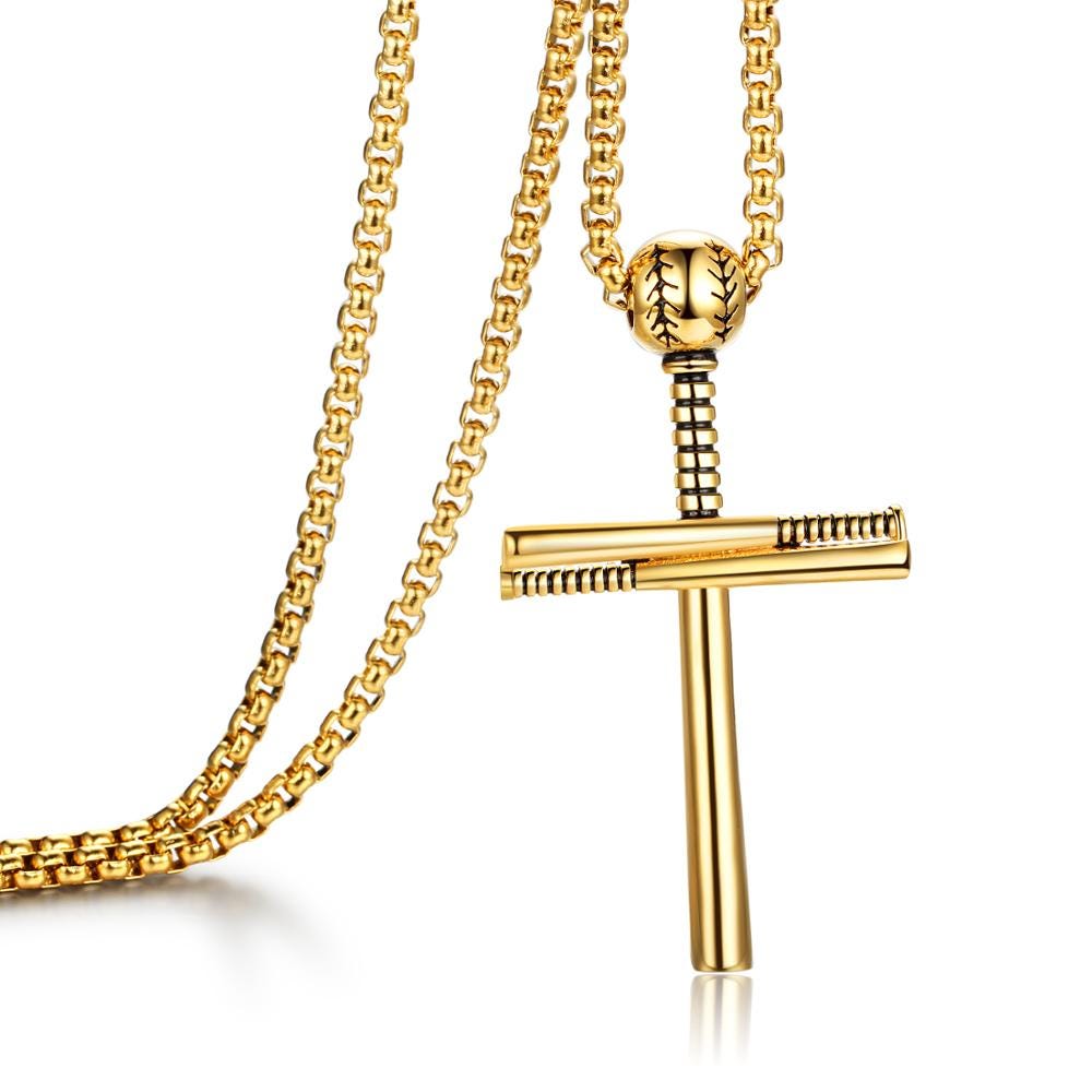 Baseball Bat Cross Pendant w/ 20 inch Chain