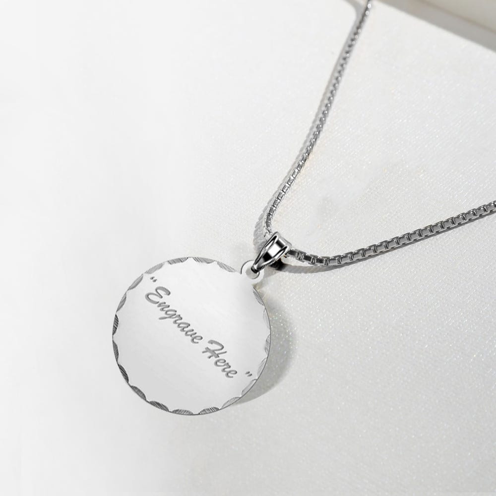 Round w/ Diamond Cut Edge Engraved Pendant