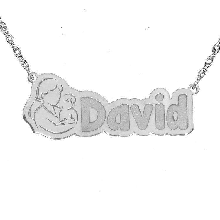 Personalized Mother's & Son Pendant w/ 18" Chain