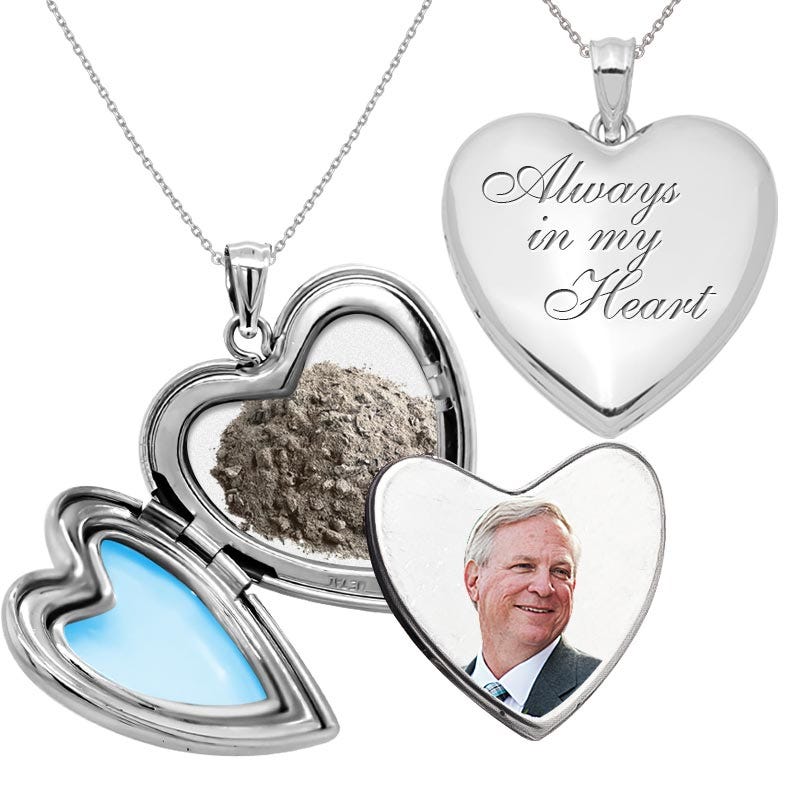 'Always in my Heart' Cremation & Hair Photo Locket