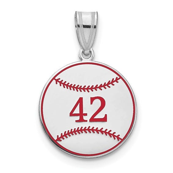 Custom Red Enamel Softball Charm or Pendant w/ Number