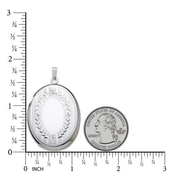 Silver Large Oval Photo Locket