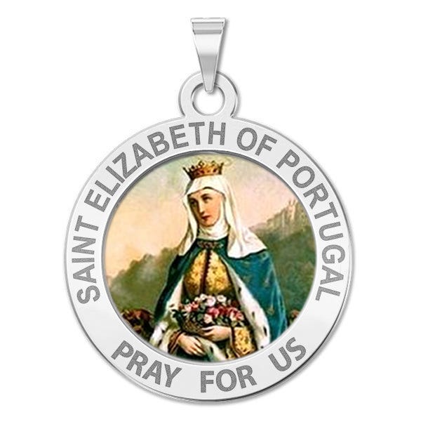 Saint Elizabeth of Portugal Round Religious Medal Color