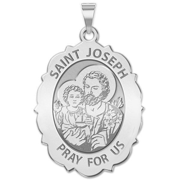 Saint Joseph Religious Scalloped Oval Medal