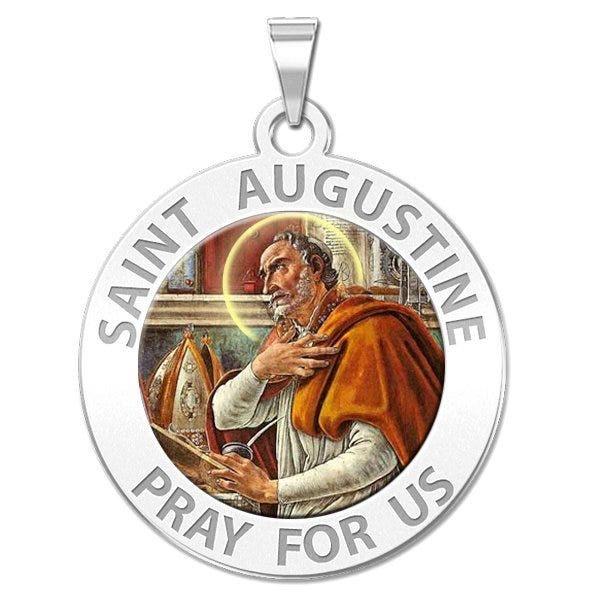 Saint Augustine of Hippo Round Color Religious Medal