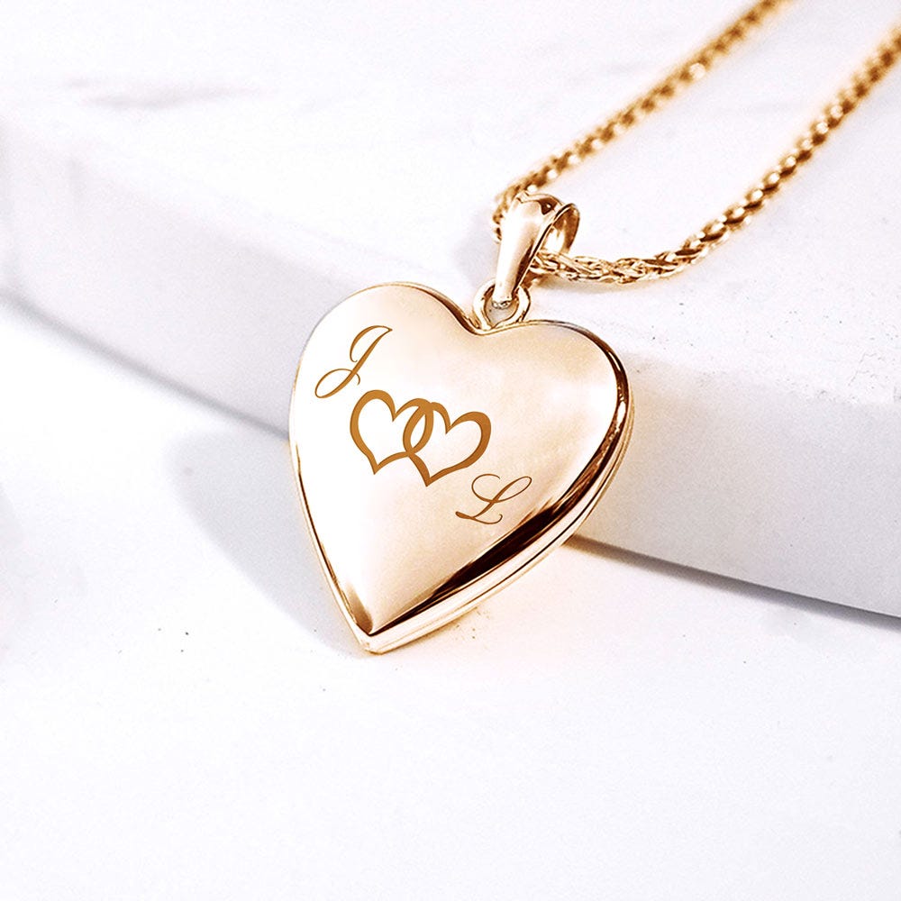 Yellow Gold Together Forever Heart Photo Locket