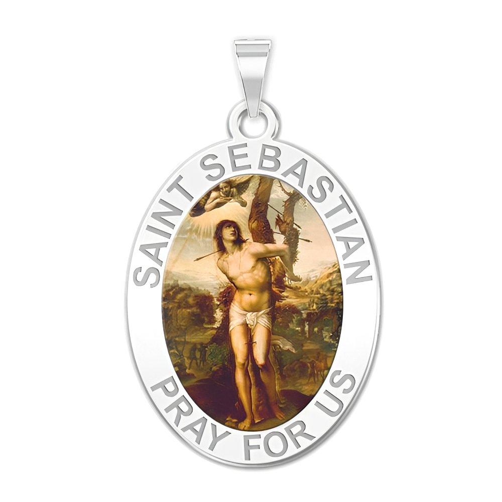 Saint Sebastian - Oval Religious Medal Color