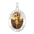 Saint Sebastian - Oval Religious Medal Color