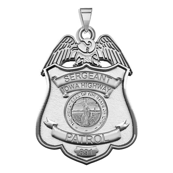 Personalized Iowa Patrolman Police Badge with Your Rank, Number & Department