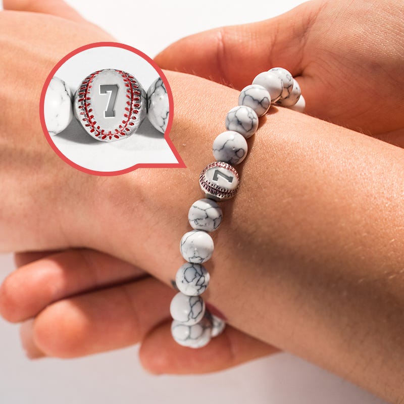 Stainless Steel Personalized Baseball Bead Bracelet
