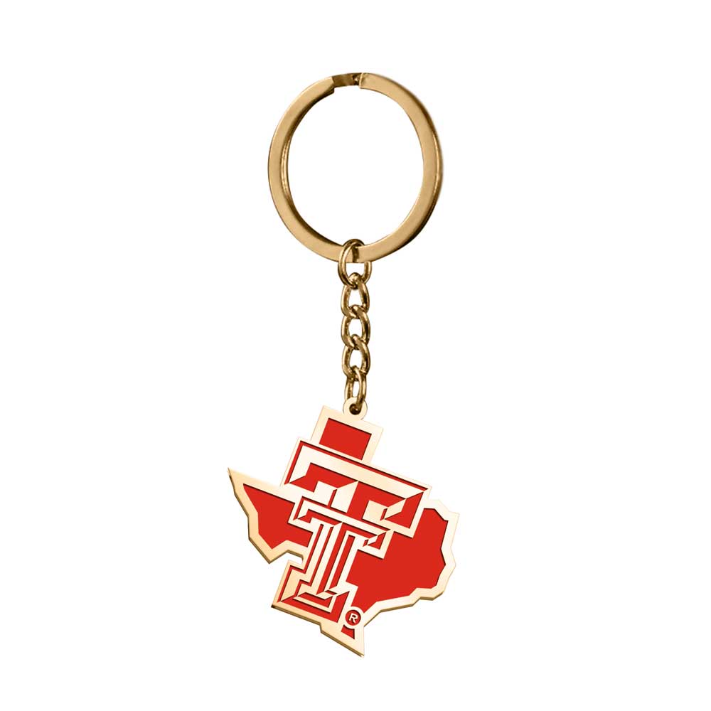 Texas Tech Color Enamel Outline Logo Keychain