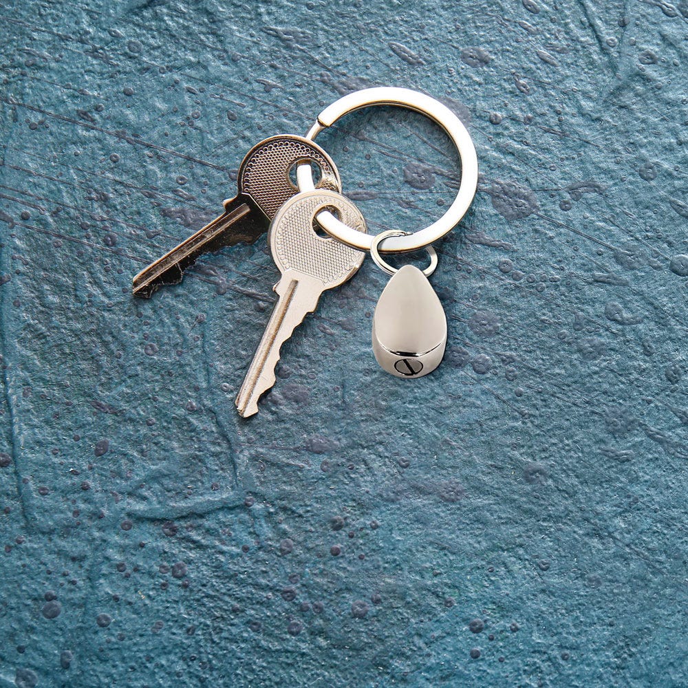 Tear Drop Shape Cremation and Ash Vessel Keychain