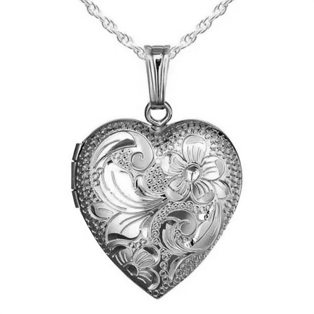 14k Gold Floral Heart Photo Locket