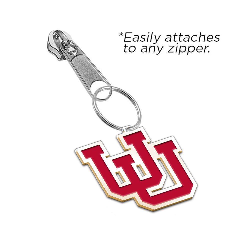 University of Utah Color Enamel Intertwined U Zipper Pull