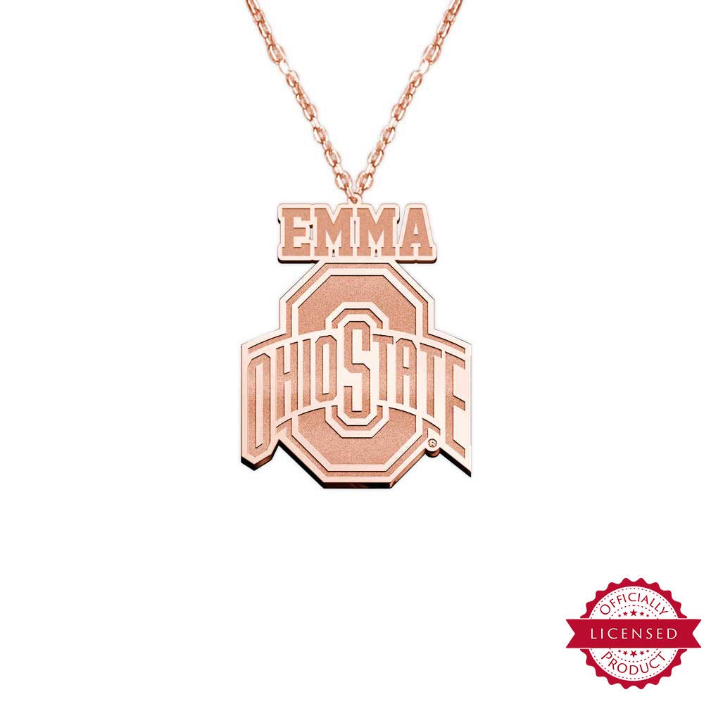 Ohio State University Logo with Name Necklace