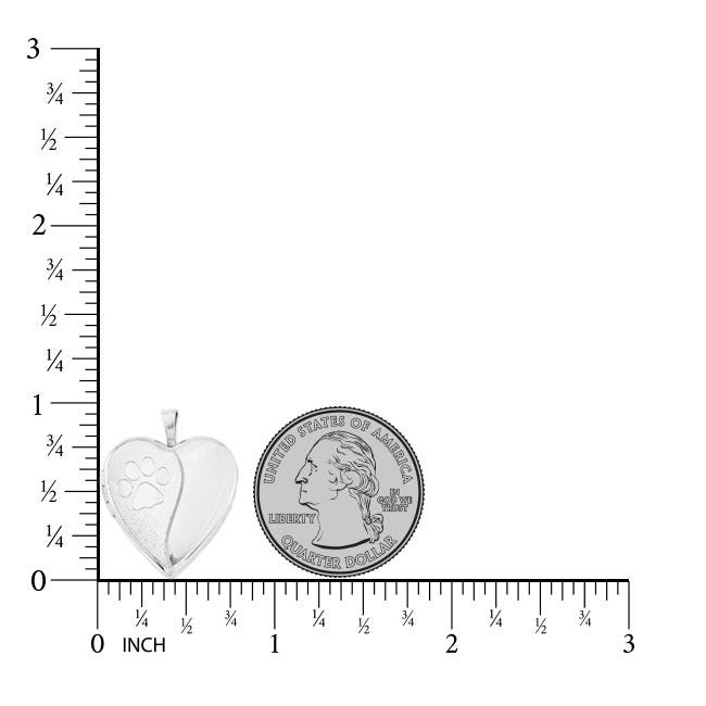Silver Paw Print Heart Photo Locket
