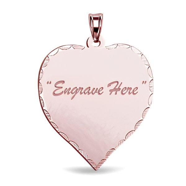 Engraved Heart Pendant/Charm with Diamond Cut Edge